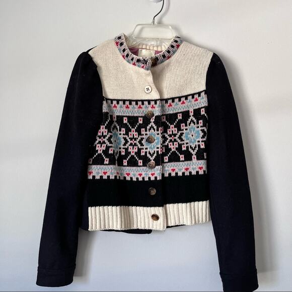 Anthropologie Buckhaven Fairisle Sweater jacket by Elevenses size 2 - Picture 4 of 15